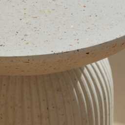 Zaliki Concrete Round Side Table - Pearl Terrazzo - thumbnail 2