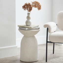 Zaliki Concrete Round Side Table - Pearl Terrazzo - thumbnail 1