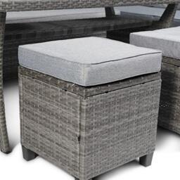 Aston 9 Seater Rattan Garden Corner Sofa Set with Grey Lean Over Parasol - Polywood Top - Grey - thumbnail 4