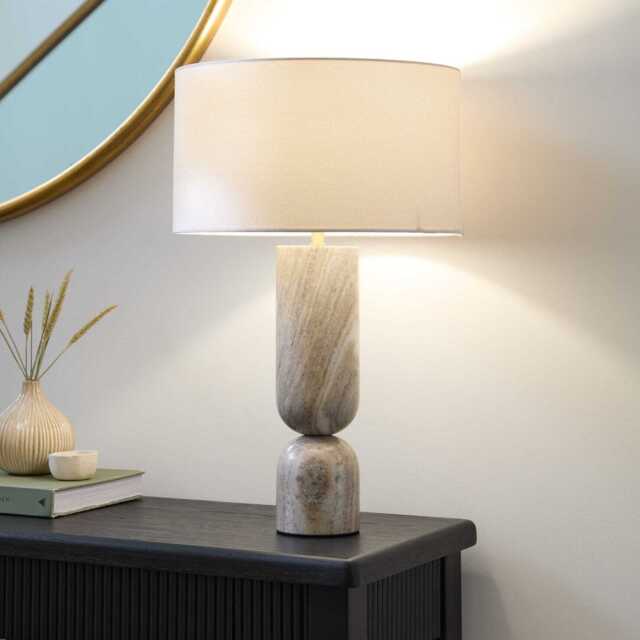 Tiree Taupe Marble Lamp Base - 41cm - image 1