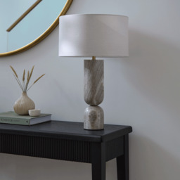 Tiree Taupe Marble Lamp Base - 41cm - thumbnail 2