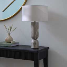 Tiree Taupe Marble Lamp Base - 41cm - thumbnail 3