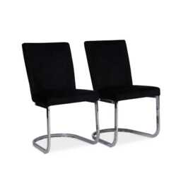 Lola Black Dining Chairs - Set of 2 - Chrome Legs - thumbnail 2