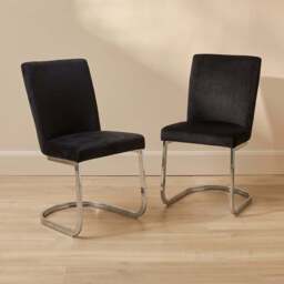 Lola Black Dining Chairs - Set of 2 - Chrome Legs