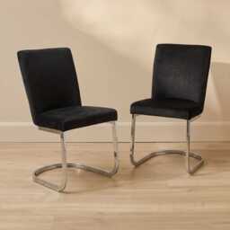 Lola Black Dining Chairs - Set of 2 - Chrome Legs
