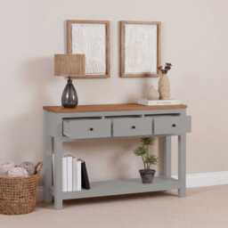 Bampton Stone Grey 3 Drawer Console Table - thumbnail 3