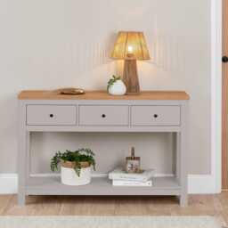Bampton Stone Grey 3 Drawer Console Table - thumbnail 1