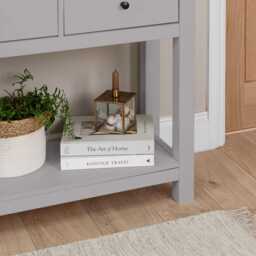 Bampton Stone Grey 3 Drawer Console Table - thumbnail 4