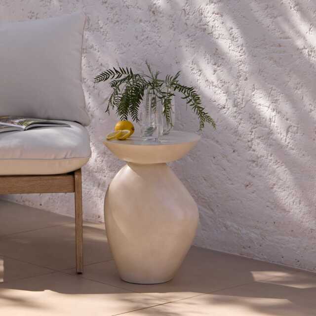 Alder Concrete Garden Side Table - Sand - image 1