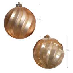 Valen Shatterproof 8cm Mixed Swirl Baubles - Set of 6 - Rose Gold - thumbnail 5