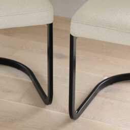 Lola Light Beige Boucle Dining Chairs - Set of 2 - Black Legs - thumbnail 6