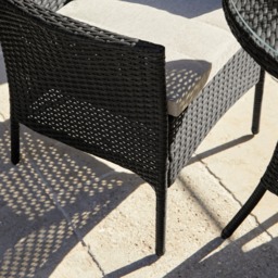 Kemble 2 Seater Rattan Garden Bistro Dining Set - Black - thumbnail 4