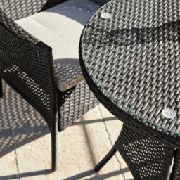 Kemble 2 Seater Rattan Garden Bistro Dining Set - Black - thumbnail 6