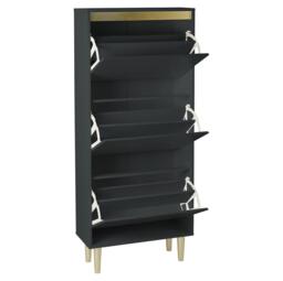 Iliana Shoe Cabinet - 3 Door - Charcoal Grey - thumbnail 6