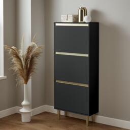 Iliana Shoe Cabinet - 3 Door - Charcoal Grey - thumbnail 2