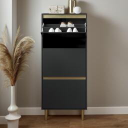 Iliana Shoe Cabinet - 3 Door - Charcoal Grey - thumbnail 3