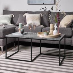 Jay Concrete Effect Coffee Table - Black Frame - thumbnail 1
