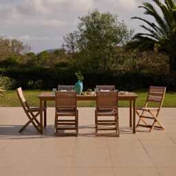 Harlyn 6 Seater Wooden Garden Dining Set with Cove Natural Chairs - 200cm - thumbnail 2
