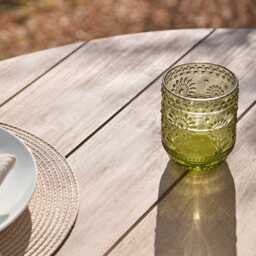 Shiro 4 Seater Round Wooden Garden Dining Set with Shiro Green Rope Dining Chairs - 120cm - thumbnail 3