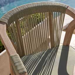 Shiro 4 Seater Round Wooden Garden Dining Set with Shiro Green Rope Dining Chairs - 120cm - thumbnail 5