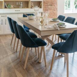 Freya Blue Velvet Dining Chairs - Set of 2 - Whitewash Oak Legs - thumbnail 4
