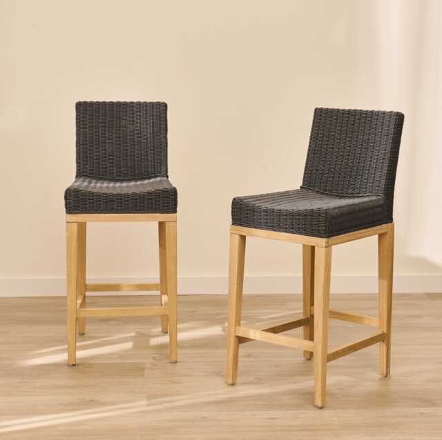 Reid Slate Grey Bar Stools - Set of 2 - Whitewash Mindi Wood Legs - image 1