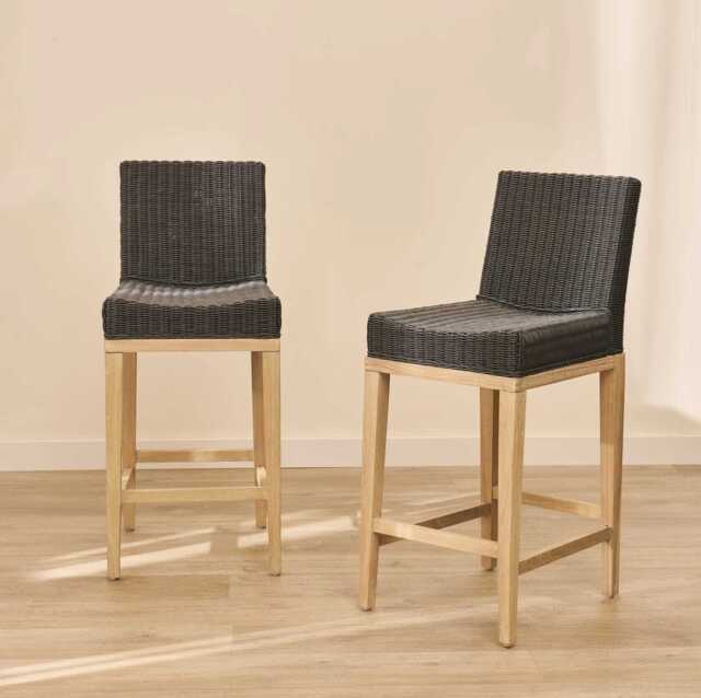 Reid Slate Grey Bar Stools - Set of 2 - Whitewash Mindi Wood Legs - image 1