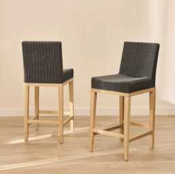 Reid Slate Grey Bar Stools - Set of 2 - Whitewash Mindi Wood Legs - thumbnail 2