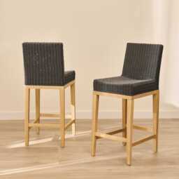 Reid Slate Grey Bar Stools - Set of 2 - Whitewash Mindi Wood Legs - thumbnail 6