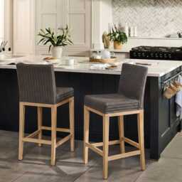 Reid Slate Grey Bar Stools - Set of 2 - Whitewash Mindi Wood Legs