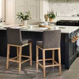 Reid Slate Grey Bar Stools - Set of 2 - Whitewash Mindi Wood Legs - thumbnail 2