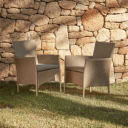 Kemble/Marston Outdoor Stackable Chair - Natural Brown - Set of 2