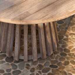Willow Round Wooden Garden Coffee Table - Brushed Light Acacia - thumbnail 3