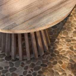 Willow Round Wooden Garden Coffee Table - Brushed Light Acacia - thumbnail 6