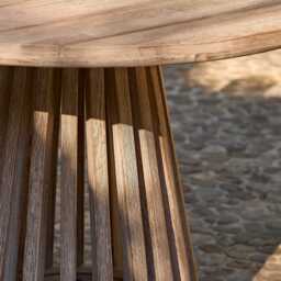 Willow Round Wooden Garden Coffee Table - Brushed Light Acacia - thumbnail 5