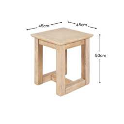 Valdis Mango Wood & Travertine Square Side Table - thumbnail 5