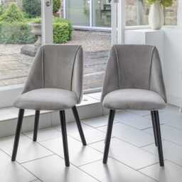 Amelia Whitewash Dining Table Set - 6 Seater - Freya Grey Dining Chairs - Black Legs - thumbnail 3