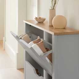 Windsor Shoe Cabinet - 2 Door - Grey - thumbnail 6