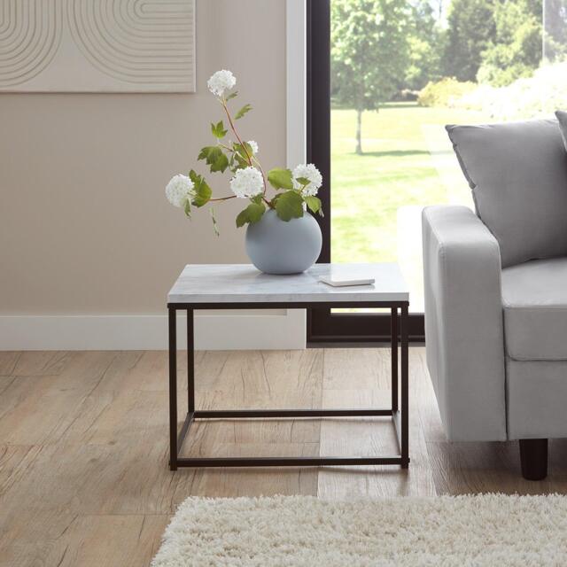Jay Marble Effect Side Table - Black Frame - image 1