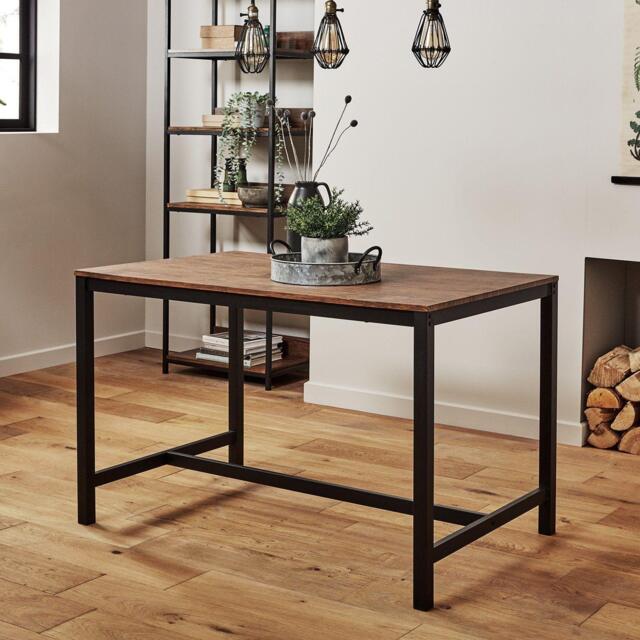 Sheffield Industrial Wood Dining Table - Black Metal Legs - image 1