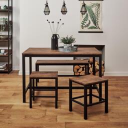 Sheffield Industrial Wood Dining Table - Black Metal Legs - thumbnail 4
