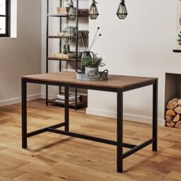Sheffield Industrial Wood Dining Table - Black Metal Legs