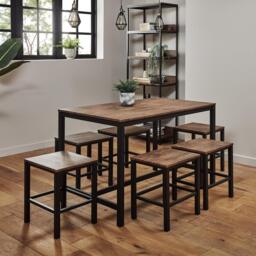 Sheffield Industrial Wood Dining Table - Black Metal Legs - thumbnail 3