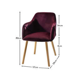 Freya Burgundy Red Armchairs - Set of 2 - Pale Oak Legs - thumbnail 5