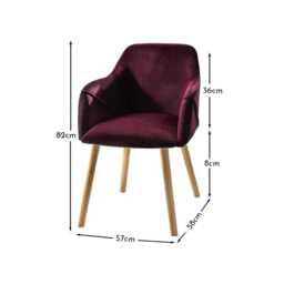 Freya Burgundy Red Armchairs - Set of 2 - Pale Oak Legs - thumbnail 5