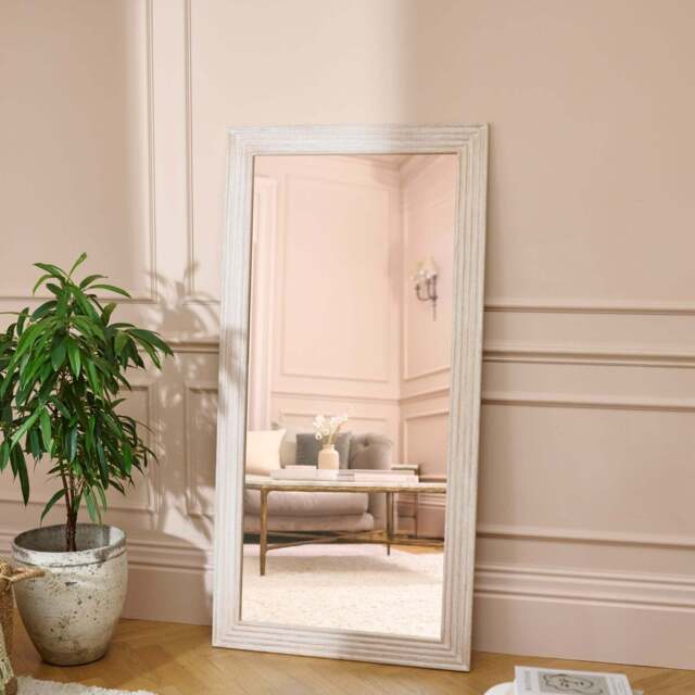 Orkney 180x90cm Wooden Mirror - Whitewash - image 1