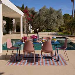 Wilder 6 Seater Blue Table Garden Dining Set with Wren Pink Chairs - thumbnail 6