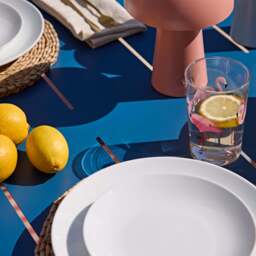 Wilder 6 Seater Blue Table Garden Dining Set with Wren Pink Chairs - thumbnail 2