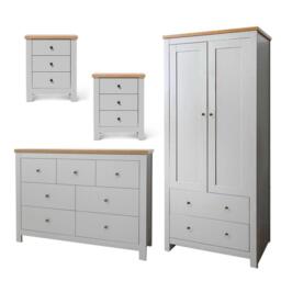 Bampton 4 Piece Bedroom Set - 3 Over 4 Chest of Drawers - Stone Grey - thumbnail 1