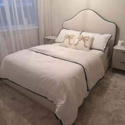 Odette Double Ottoman Bed - Ivory - Jet Black Piping - thumbnail 4